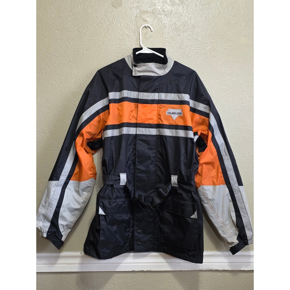 Nelson Rigg XR 3 Vented‎ Rainsuit Motorcycle Jacket Orange Black Silver Size M